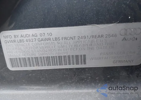 2011 Audi A4 2.0T Premium from USA, damaged, VIN WAUFFAFL4BN012171